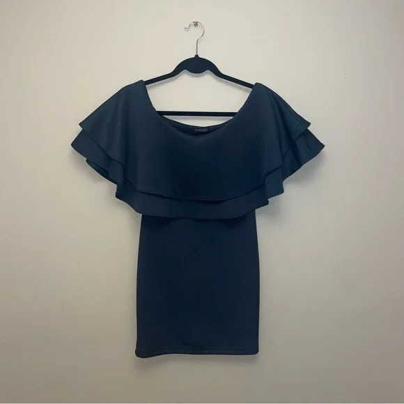 𝅺yaya & Co. Off Shoulder Pop Over Cocktail Dress | Forest Green - Picture 2 of 4